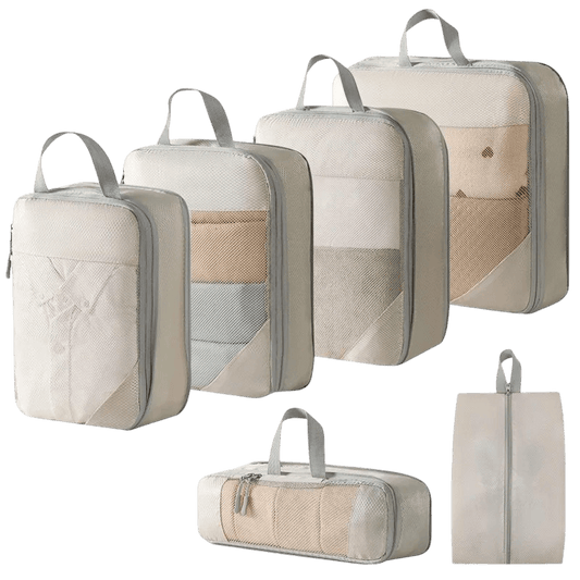 6 Piece Business Travel Organizer Set with Double Zipper Compression and Waterproof Polyester - Travellite Hub
