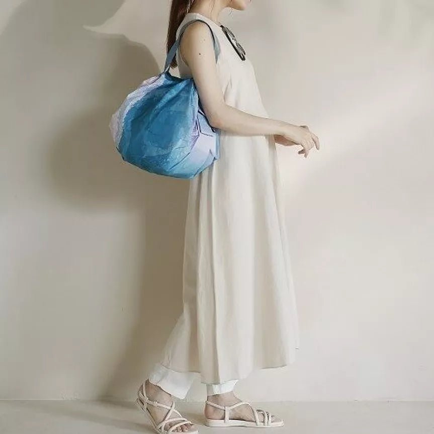 Shupatto Compact Foldable Shopping Bag, Crystal Shores, Size M / 15L Recycled Fabric Eco - Friendly - Travellite Hub