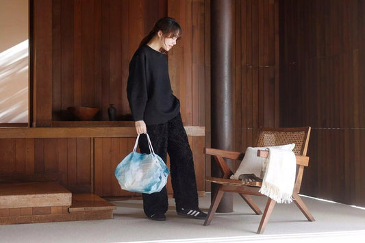 Shupatto Compact Foldable Shopping Bag, Sea of Cluds, Size M / 15L Recycled Fabric Eco - Friendly - Travellite Hub